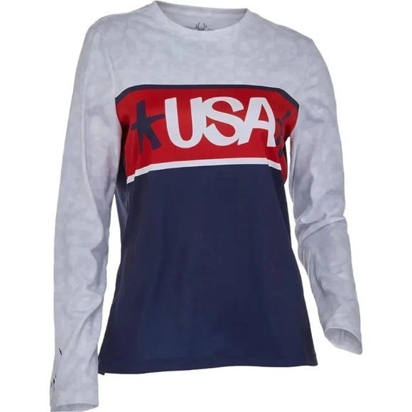 Spyder Women's Usa Snow Crew Graphic Top -XS White NWT - Picture 1 of 5